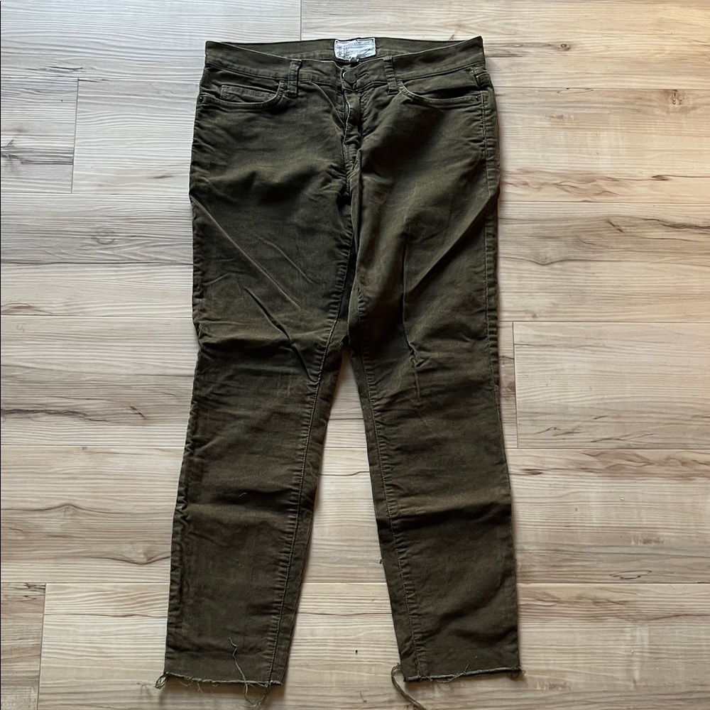 Current/Elliott Dark Olive Cropped Jeans